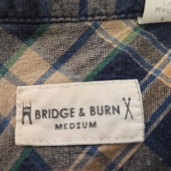 Bridge & Burn Long Sleeve Flannel Button Up Shirt Men's Medium Plaid - Picture 8 of 9